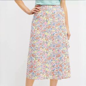 Loft size 6 Floral Wrap Midi Skirt